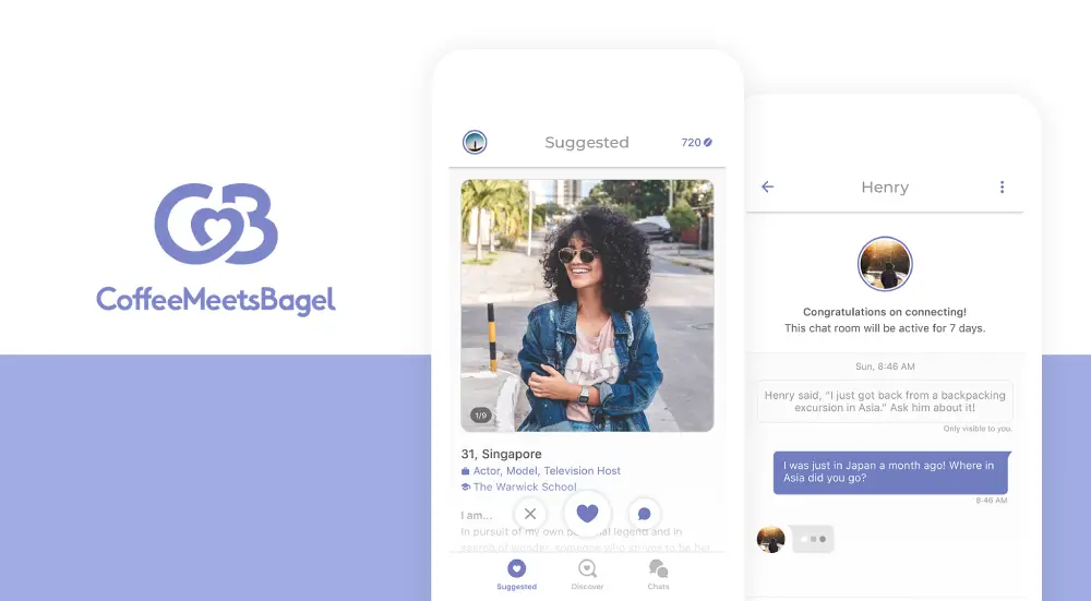 Coffee Meets Bagel dating app with screen shoots